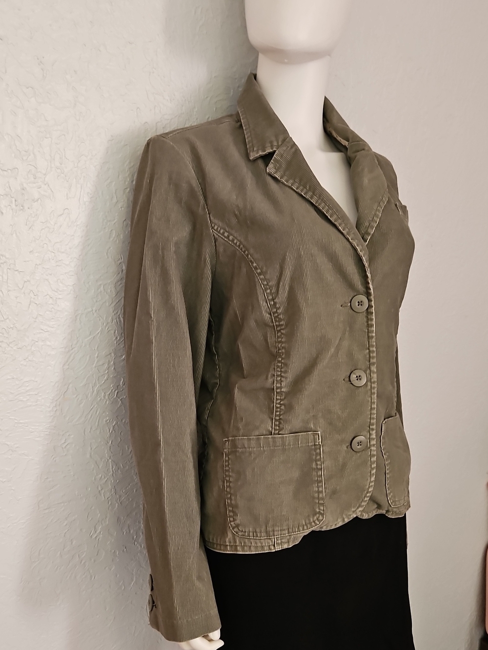 OLD NAVY 2004 Gray Button-Front Corduroy Grunge Blazer Jacket - Picture 3 of 12